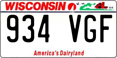 WI license plate 934VGF