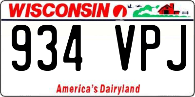 WI license plate 934VPJ