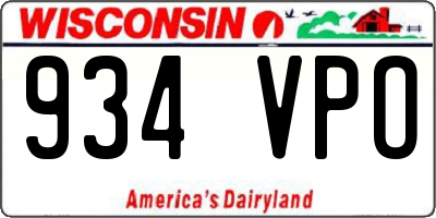 WI license plate 934VPO