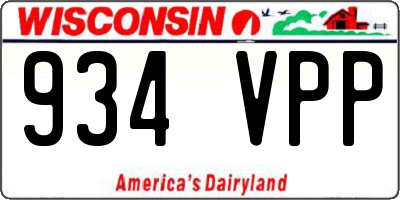 WI license plate 934VPP