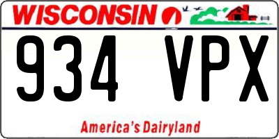 WI license plate 934VPX