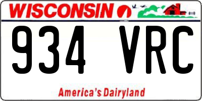 WI license plate 934VRC