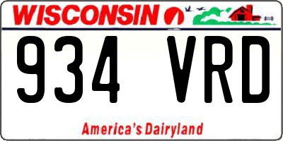 WI license plate 934VRD