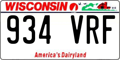 WI license plate 934VRF