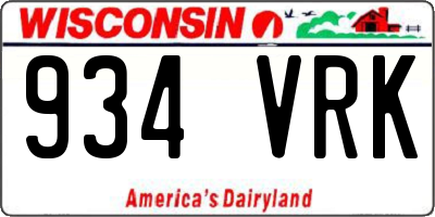 WI license plate 934VRK