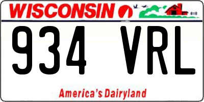 WI license plate 934VRL