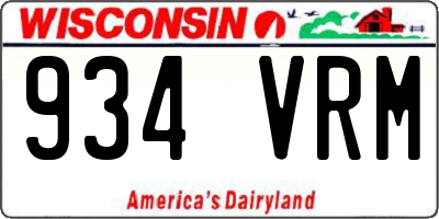 WI license plate 934VRM