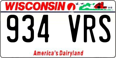 WI license plate 934VRS
