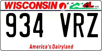 WI license plate 934VRZ