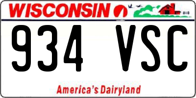 WI license plate 934VSC