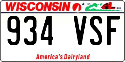 WI license plate 934VSF