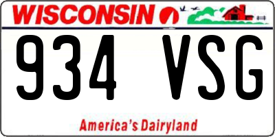 WI license plate 934VSG