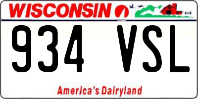 WI license plate 934VSL