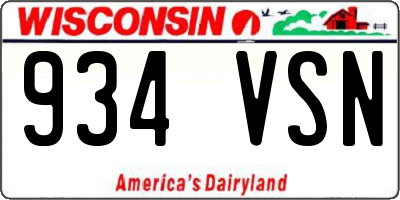 WI license plate 934VSN