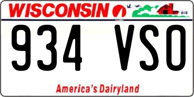 WI license plate 934VSO