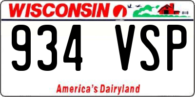 WI license plate 934VSP
