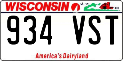 WI license plate 934VST