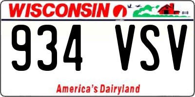 WI license plate 934VSV