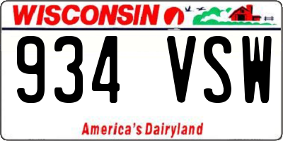 WI license plate 934VSW