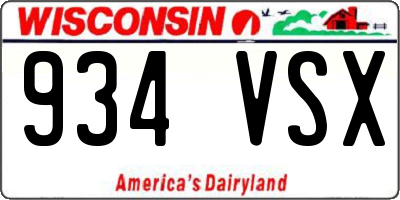 WI license plate 934VSX
