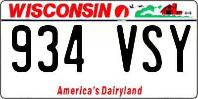 WI license plate 934VSY