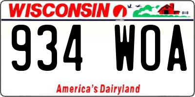 WI license plate 934WOA