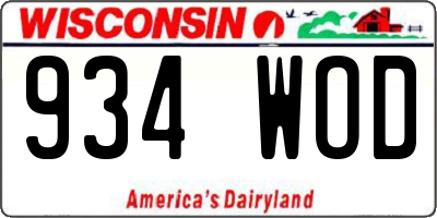 WI license plate 934WOD