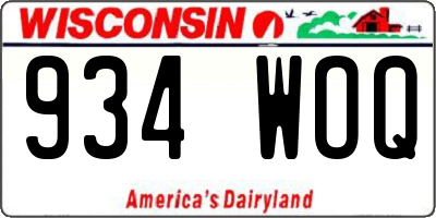 WI license plate 934WOQ