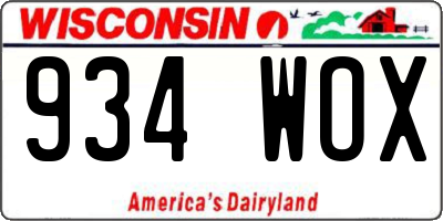 WI license plate 934WOX