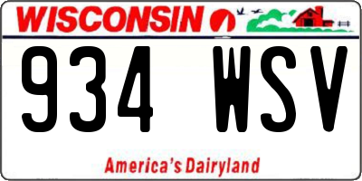 WI license plate 934WSV