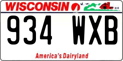 WI license plate 934WXB