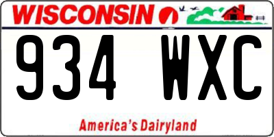 WI license plate 934WXC