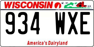 WI license plate 934WXE