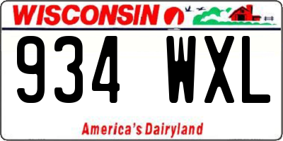 WI license plate 934WXL
