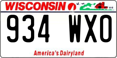 WI license plate 934WXO