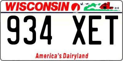 WI license plate 934XET