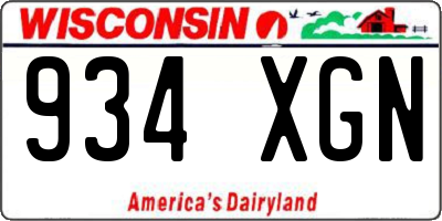 WI license plate 934XGN