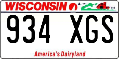 WI license plate 934XGS