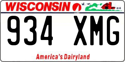 WI license plate 934XMG