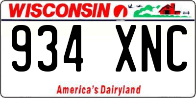 WI license plate 934XNC