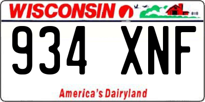 WI license plate 934XNF