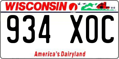 WI license plate 934XOC