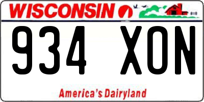 WI license plate 934XON