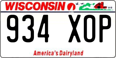 WI license plate 934XOP