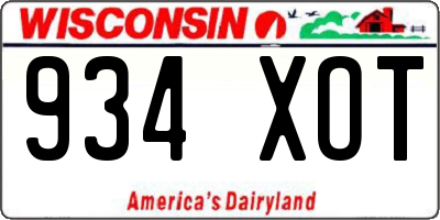 WI license plate 934XOT