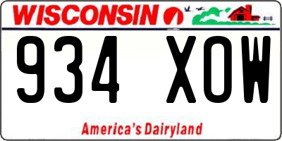 WI license plate 934XOW