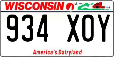 WI license plate 934XOY