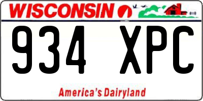 WI license plate 934XPC