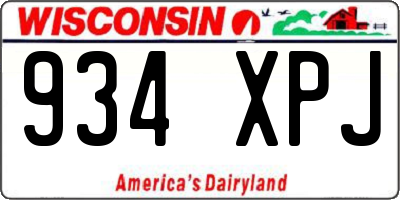 WI license plate 934XPJ