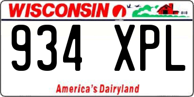 WI license plate 934XPL